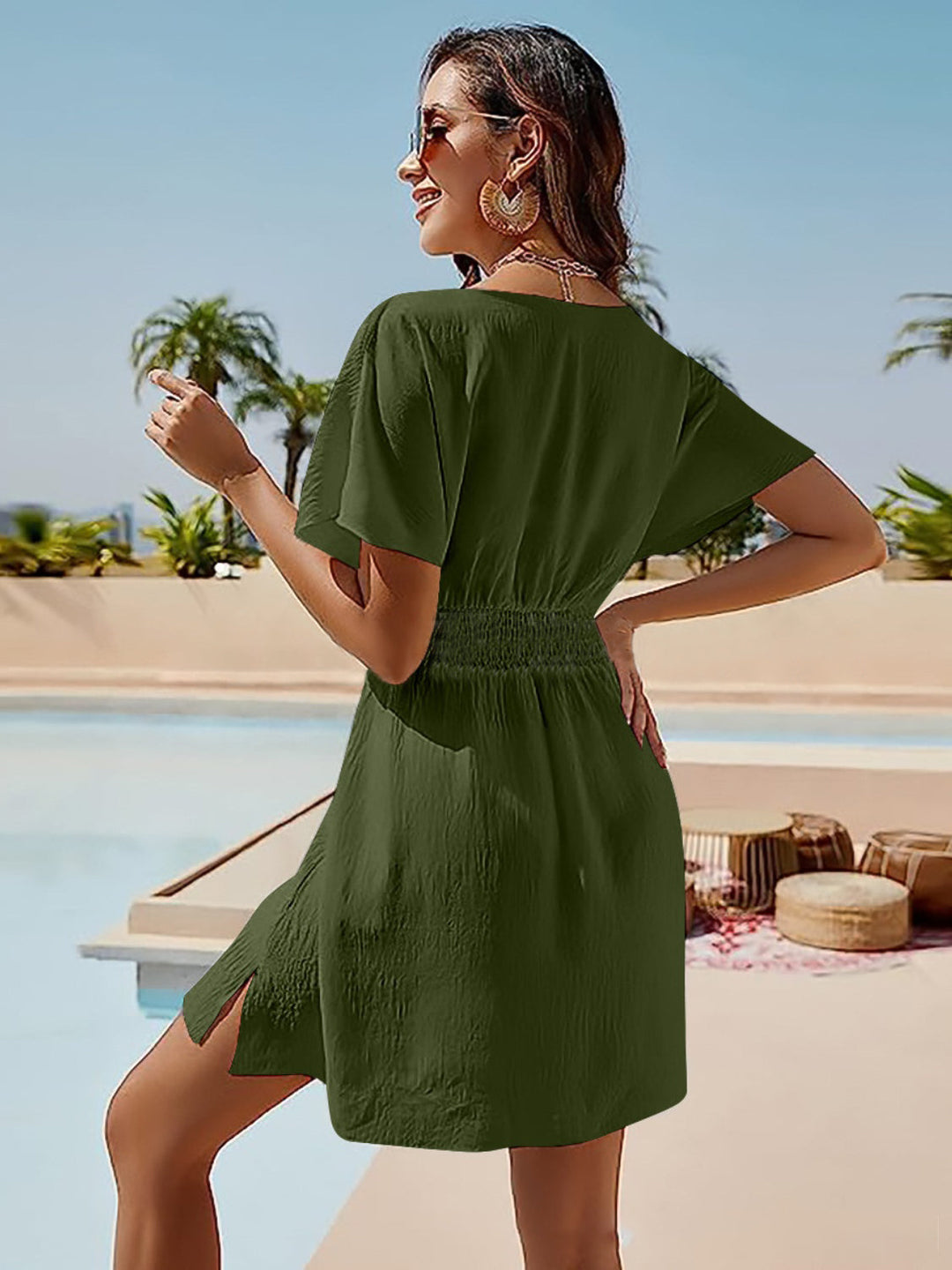 Élaris | Smocked V-Neck Mini Dress