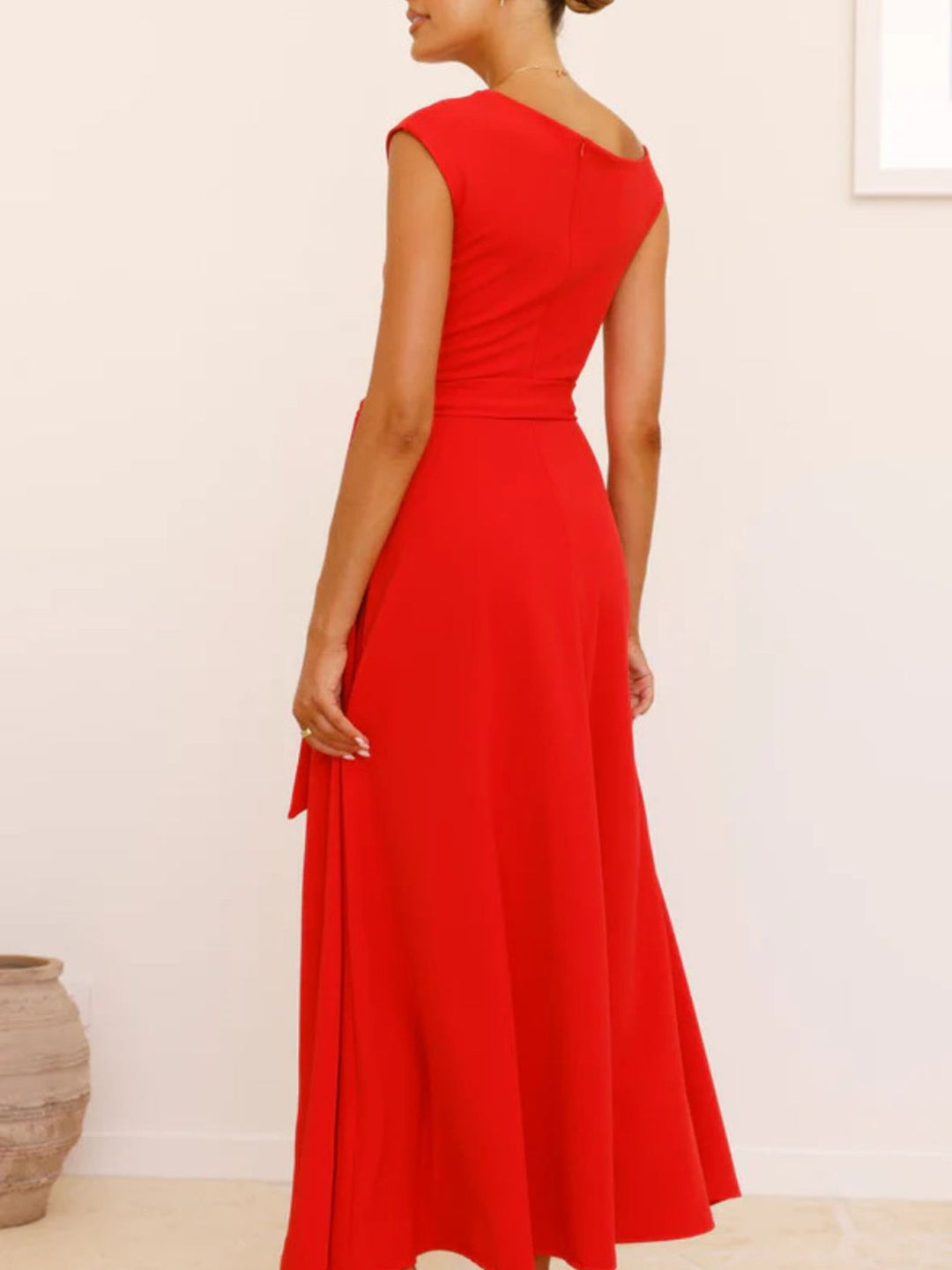 Isabella | One-Shoulder Tie Waist Maxi Dress