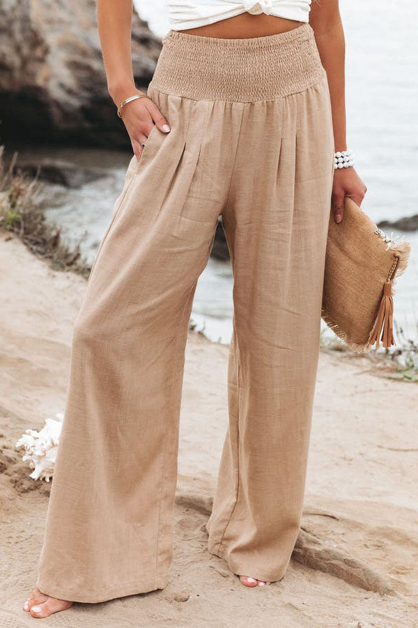 Seraya | Smocked Wide-Leg Pants