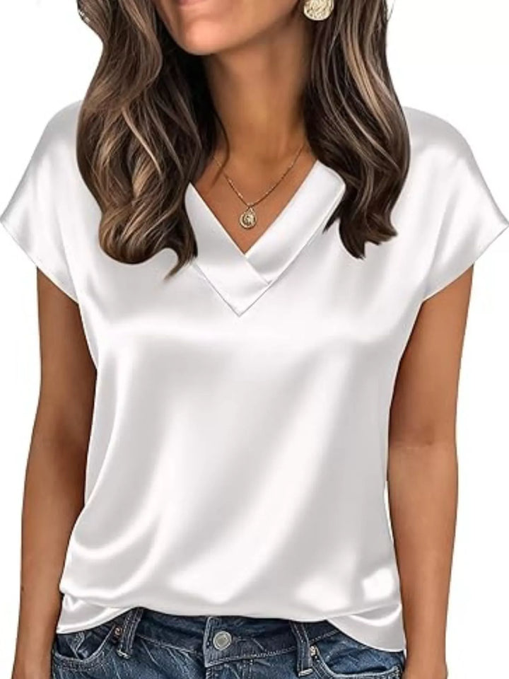 Nicole | Satin V-Neck Blouse
