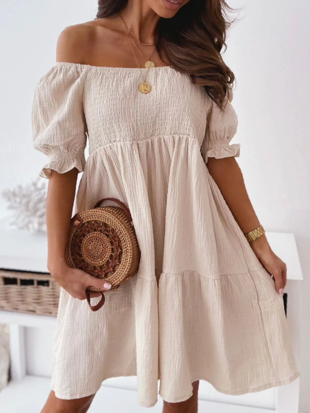 Maerise | Smocked Off-Shoulder Mini Dress
