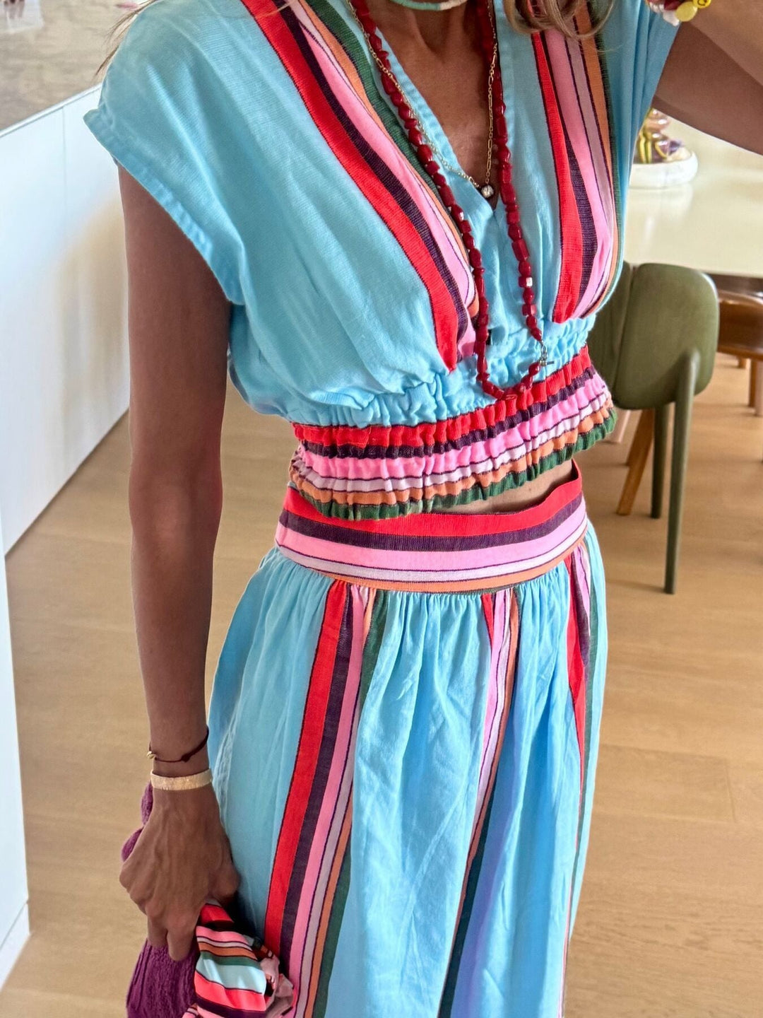 Olivia | Striped Two-Piece Skirt Set