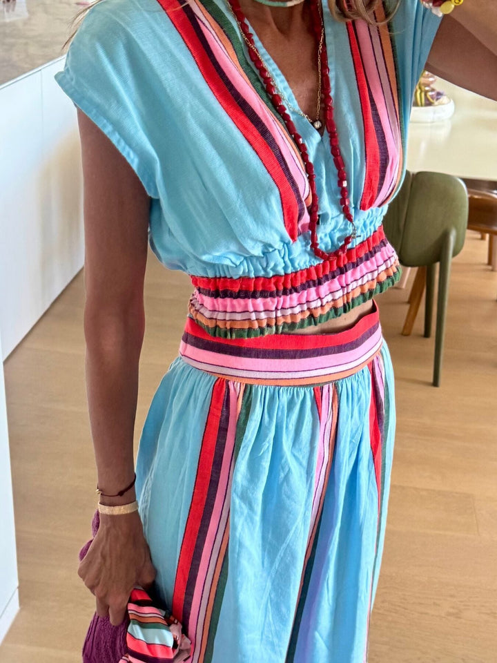 Olivia | Striped Two-Piece Skirt Set