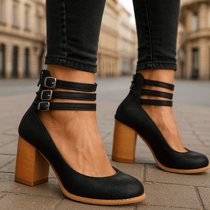 Caléna | Triple Strap Block Heels