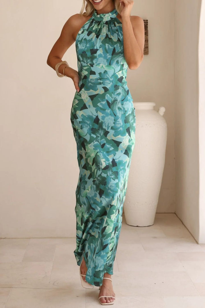 Liana | Floral Halter Maxi Dress