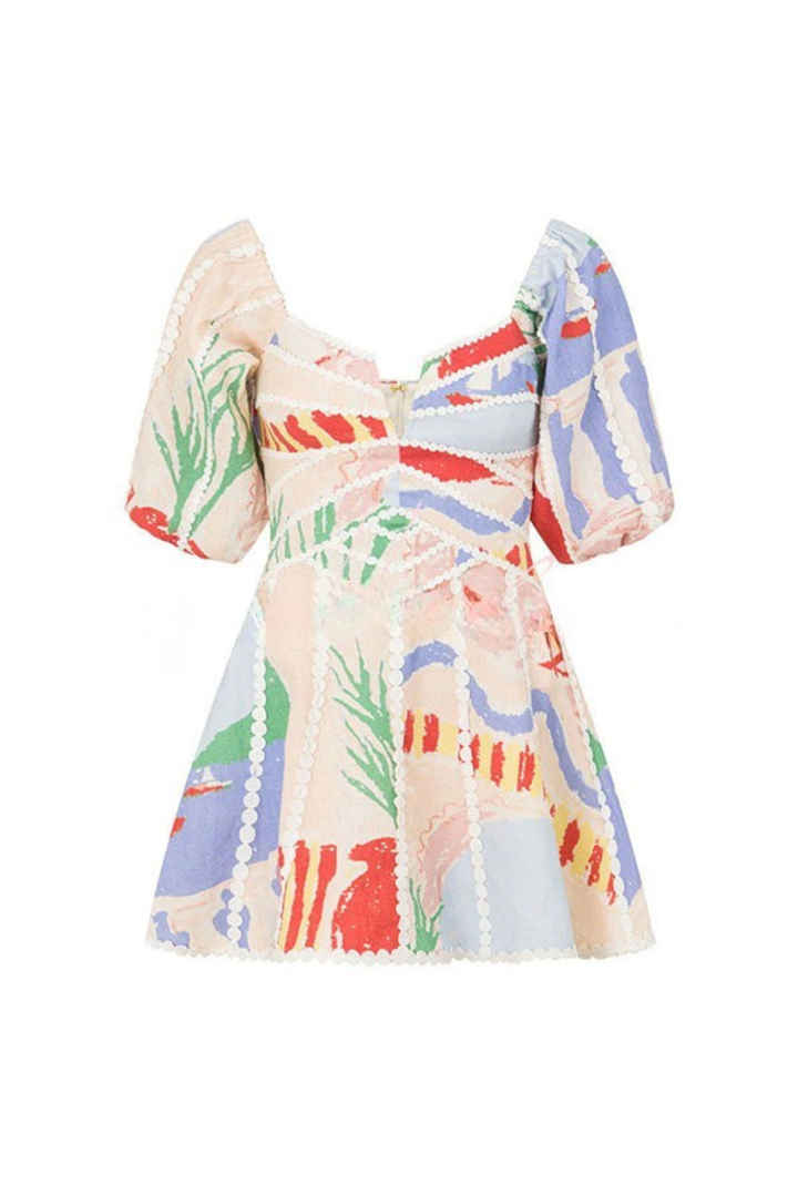 Virelle | Printed Puff Sleeve Mini Dress