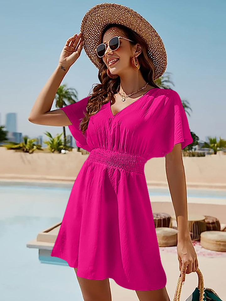 Élaris | Smocked V-Neck Mini Dress