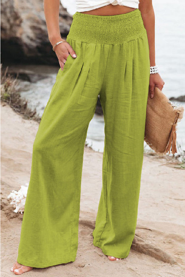 Seraya | Smocked Wide-Leg Pants