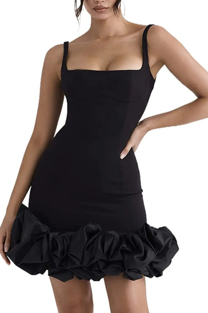 Rela | Ruched Square Neck Mini Dress
