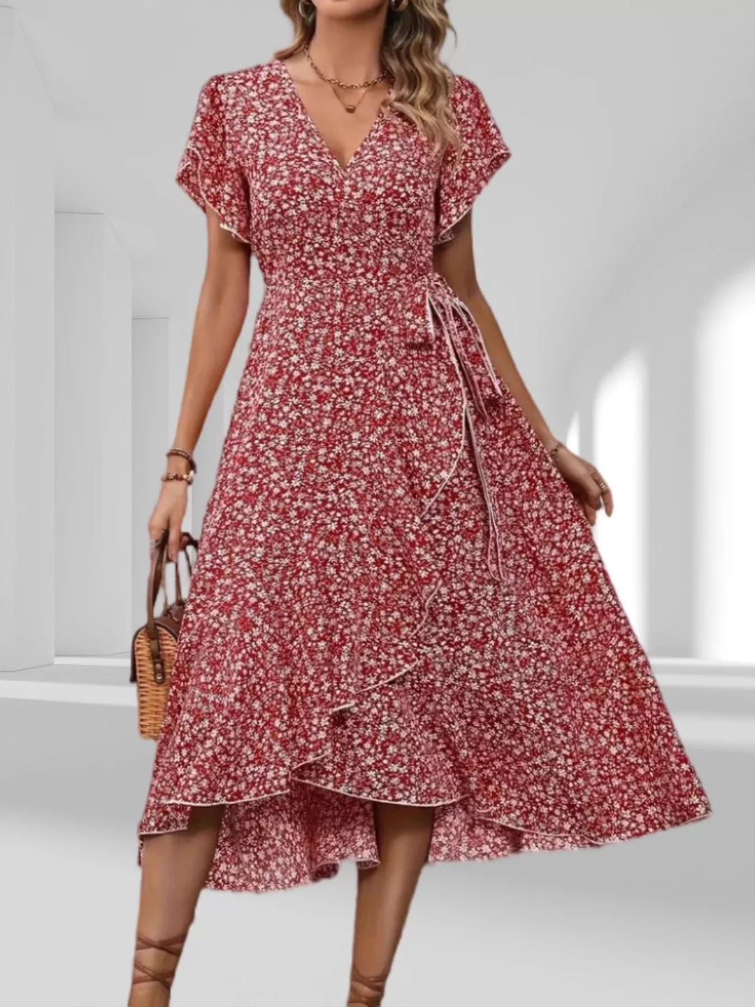 Ashley | Floral Wrap Midi Dress