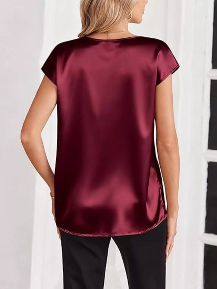 Nicole | Satin V-Neck Blouse