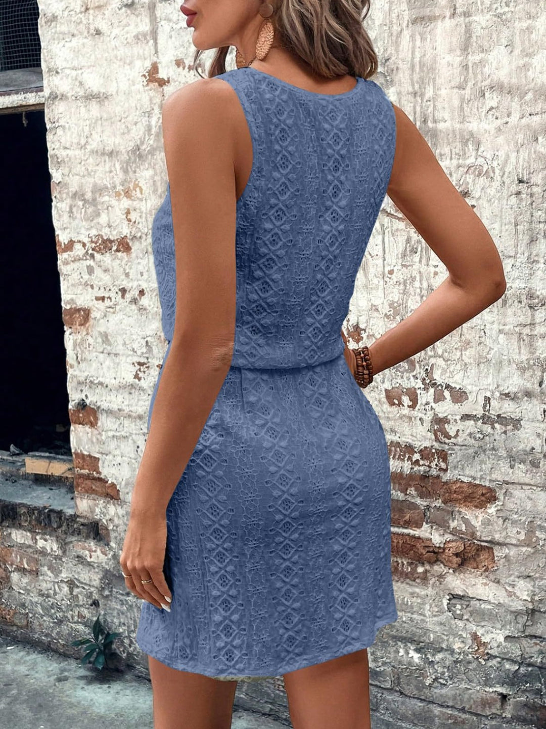 Noreya | Eyelet Drawstring Mini Dress