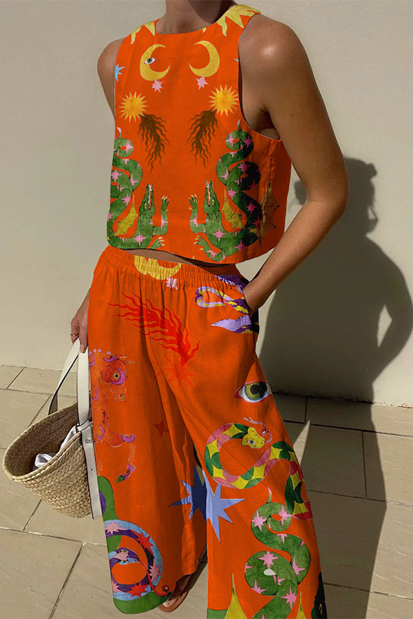 Aurevia | Printed Linen Two-Piece Set