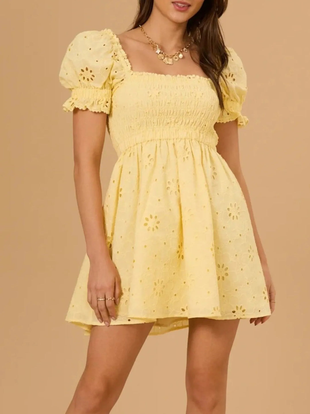 Lunéa | Eyelet Smocked Mini Dress
