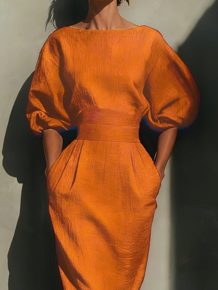 Nara | Puff Sleeve Midi Dress