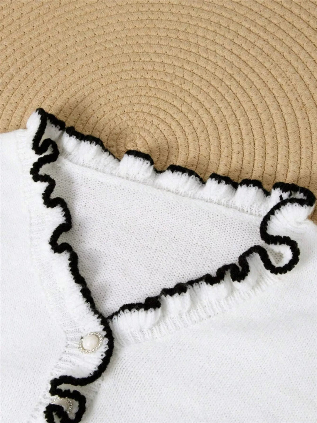 Chloe | Ruffled Trim Button Sweater