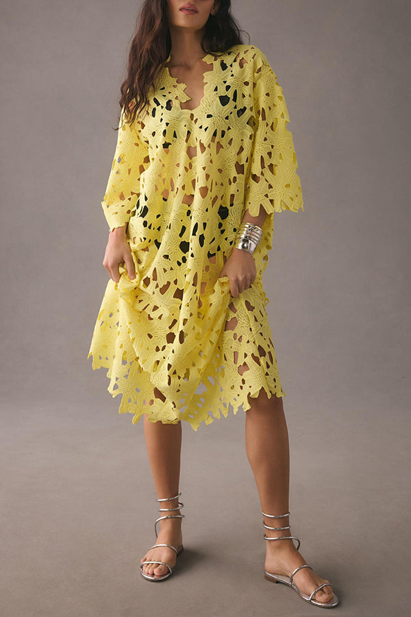 Solmira | Eyelet Lace Midi Dress