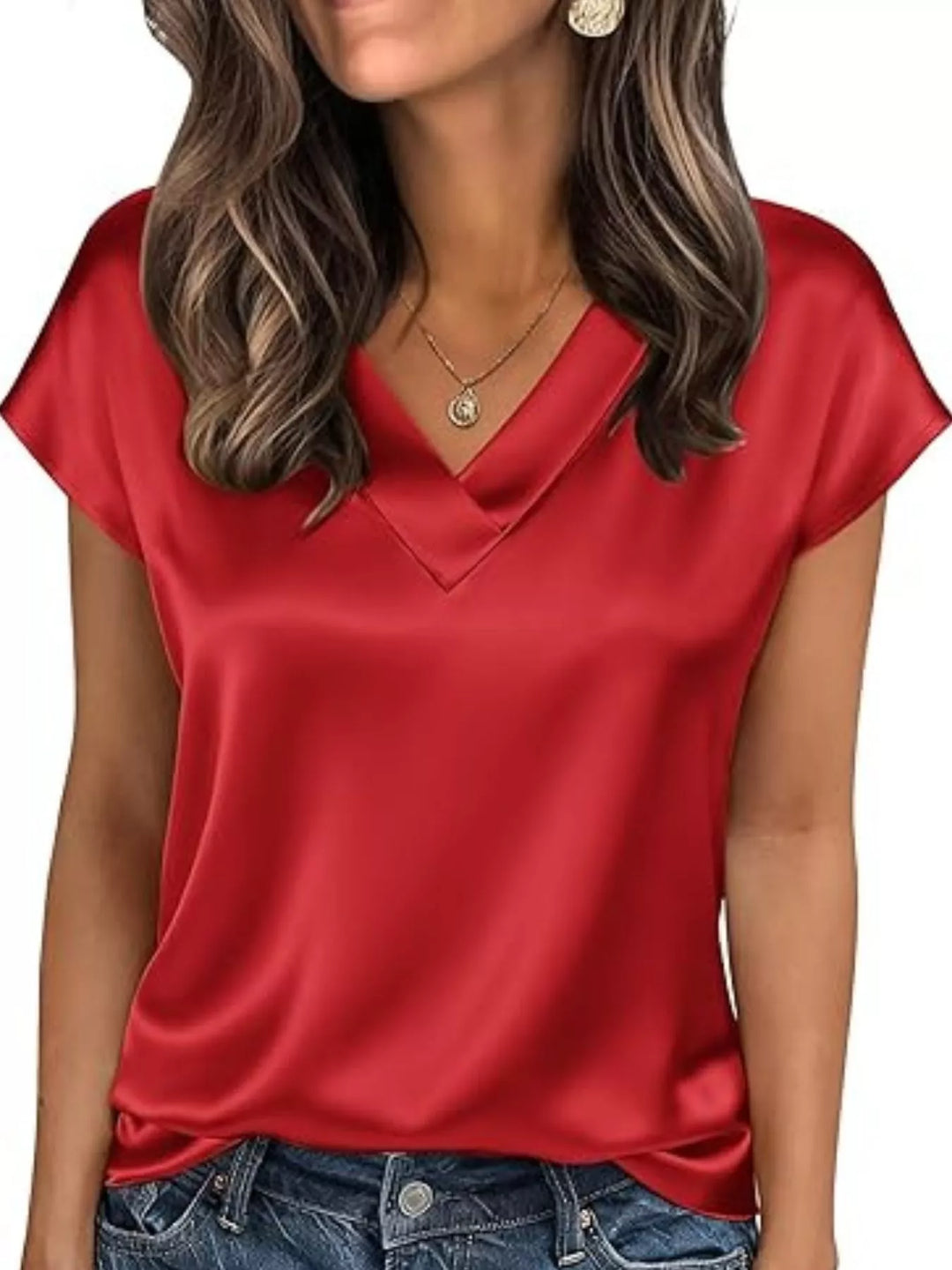 Nicole | Satin V-Neck Blouse