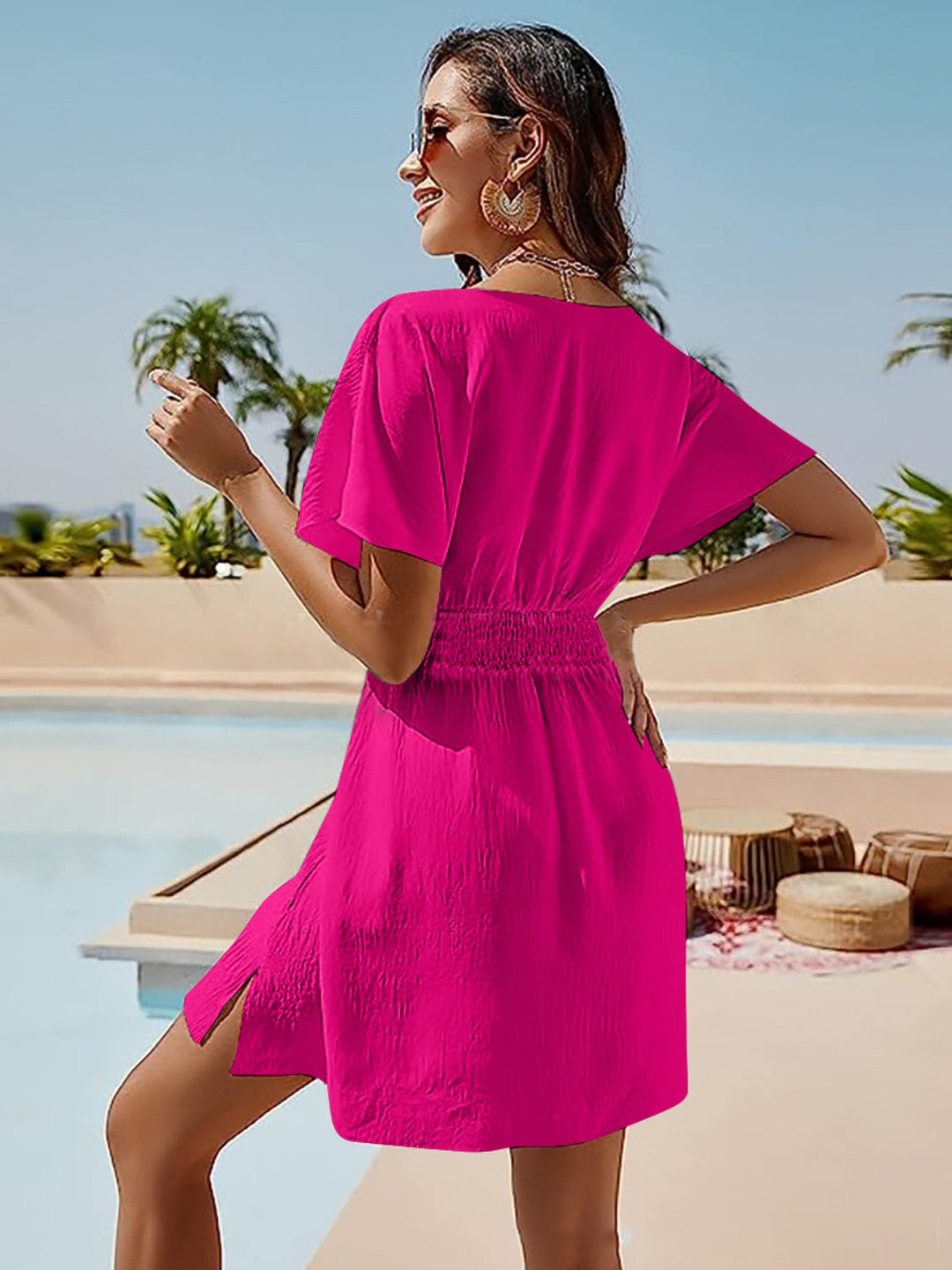 Élaris | Smocked V-Neck Mini Dress