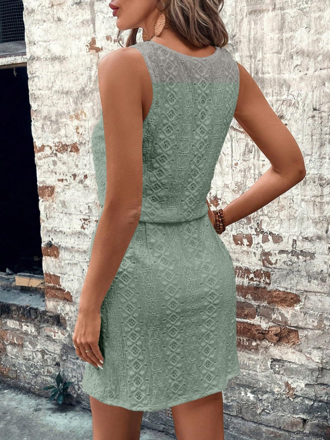 Noreya | Eyelet Drawstring Mini Dress