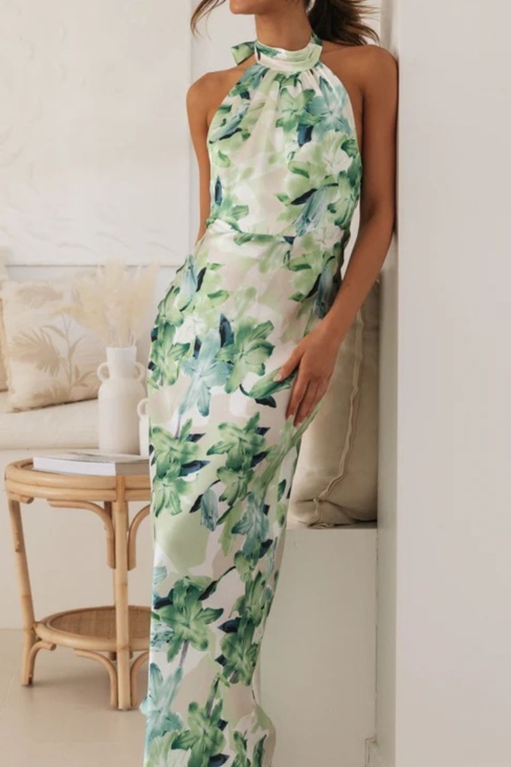 Liana | Floral Halter Maxi Dress