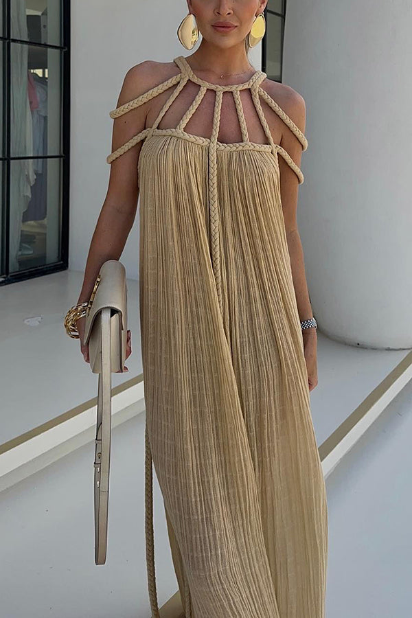 Isolde | Braided Linen Maxi Dress