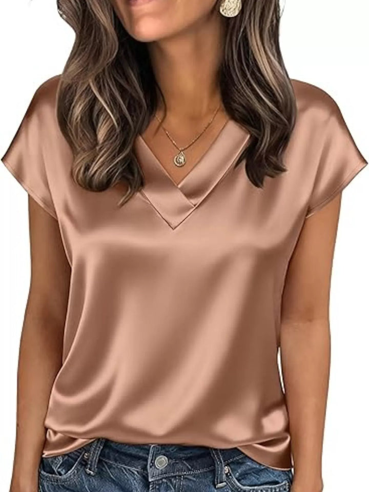 Nicole | Satin V-Neck Blouse