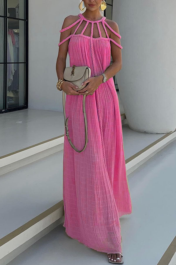 Isolde | Braided Linen Maxi Dress
