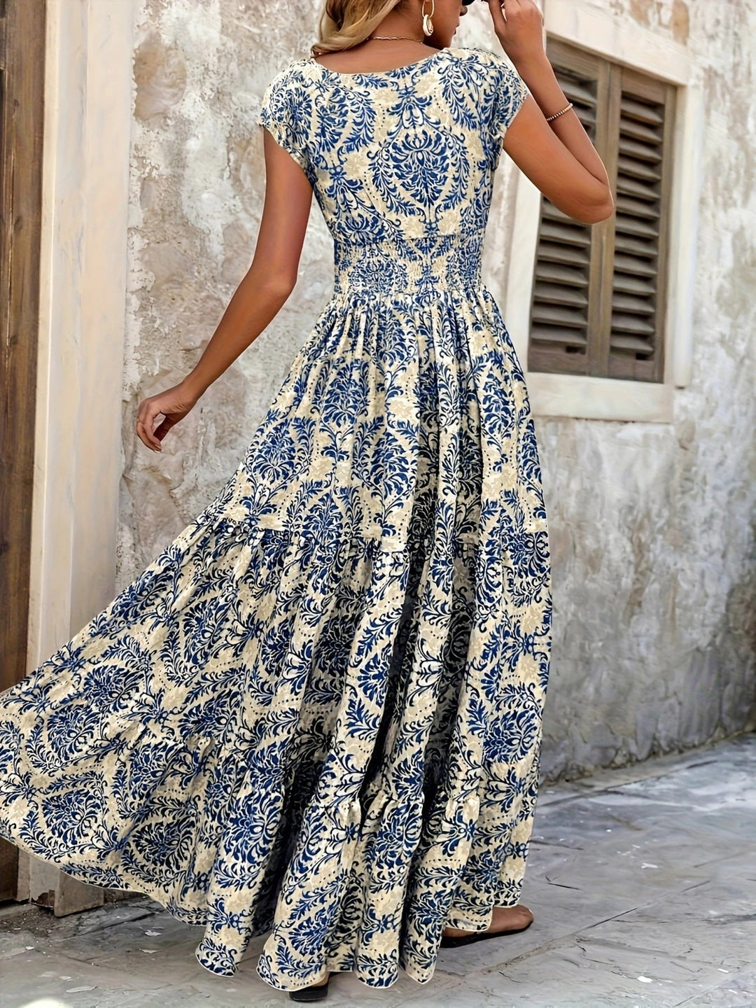 Solara | Printed Tiered Maxi Dress