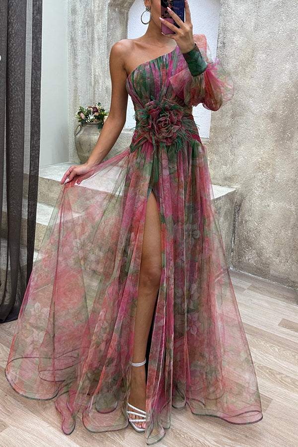 Zirelle | One-Shoulder Tulle Maxi Dress