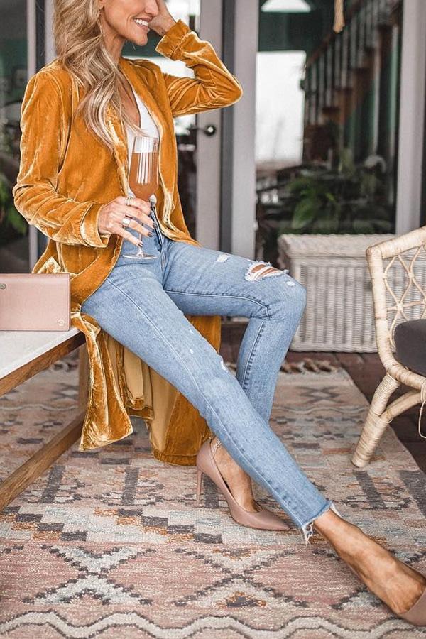 Calyra | Velvet Longline Shirt