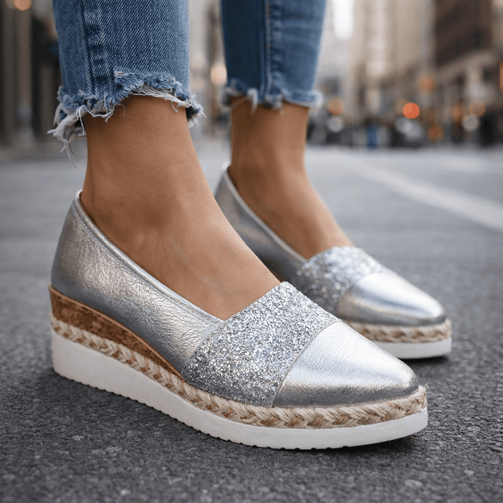 Lumé | Glitter Wedge Loafers