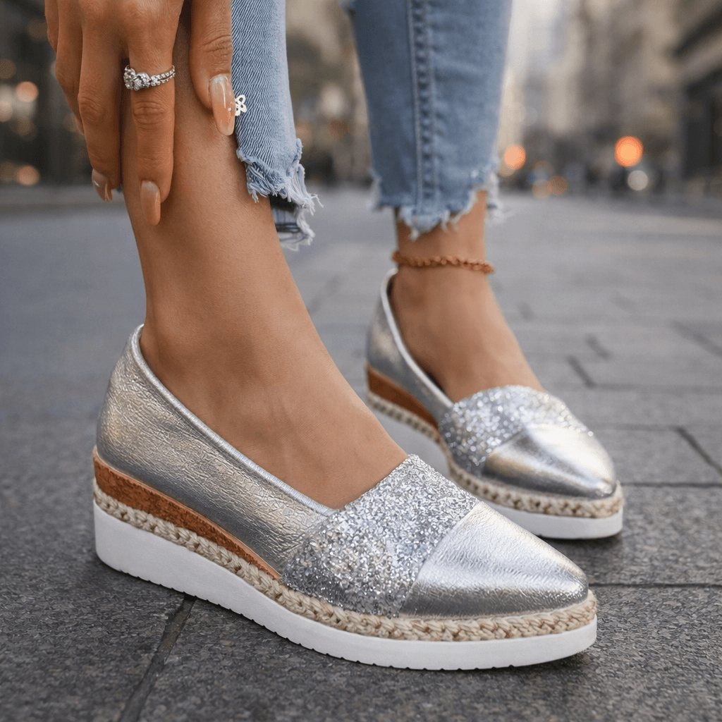 Lumé | Glitter Wedge Loafers