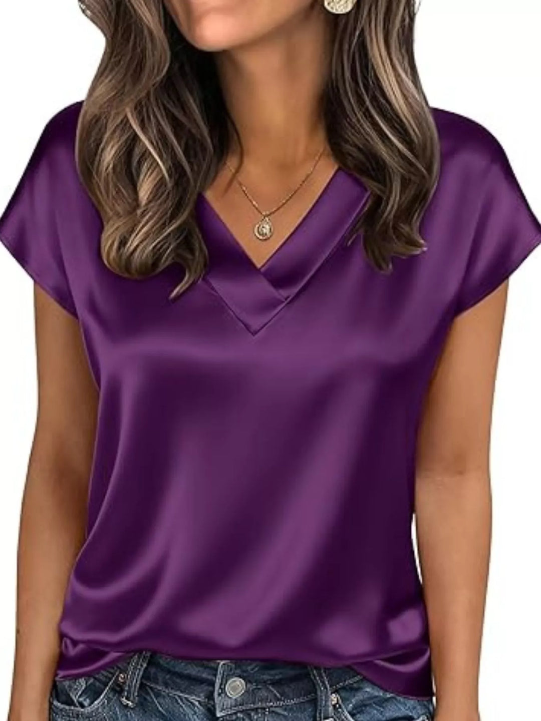 Nicole | Satin V-Neck Blouse