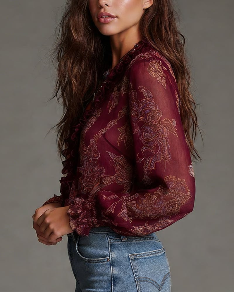 Noline | Ruffle Zip Blouse