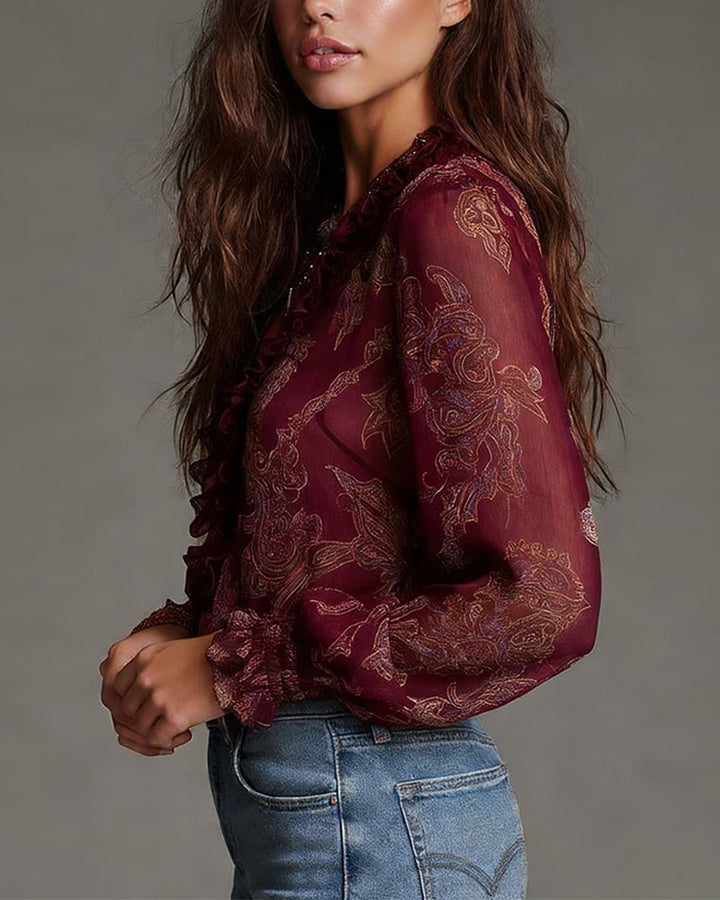 Noline | Ruffle Zip Blouse