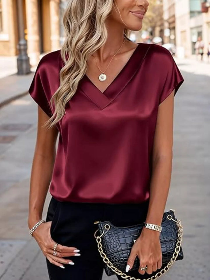 Nicole | Satin V-Neck Blouse
