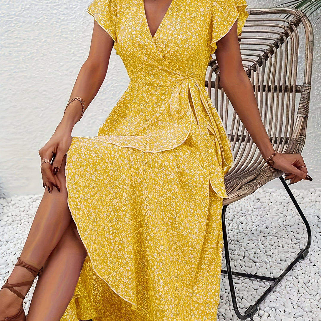 Alina | Asymmetric Floral Midi Dress