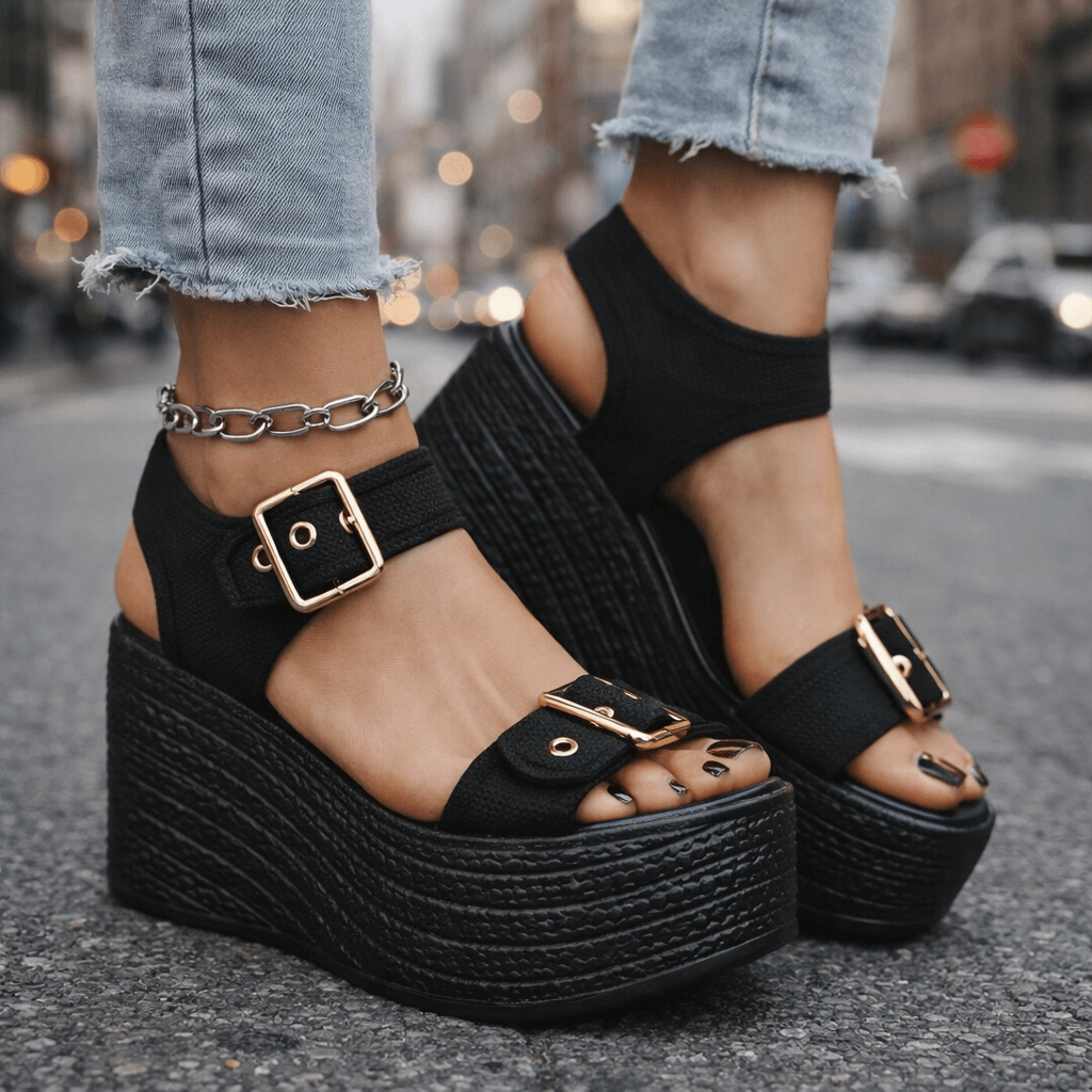 Namia | Buckle Platform Wedges