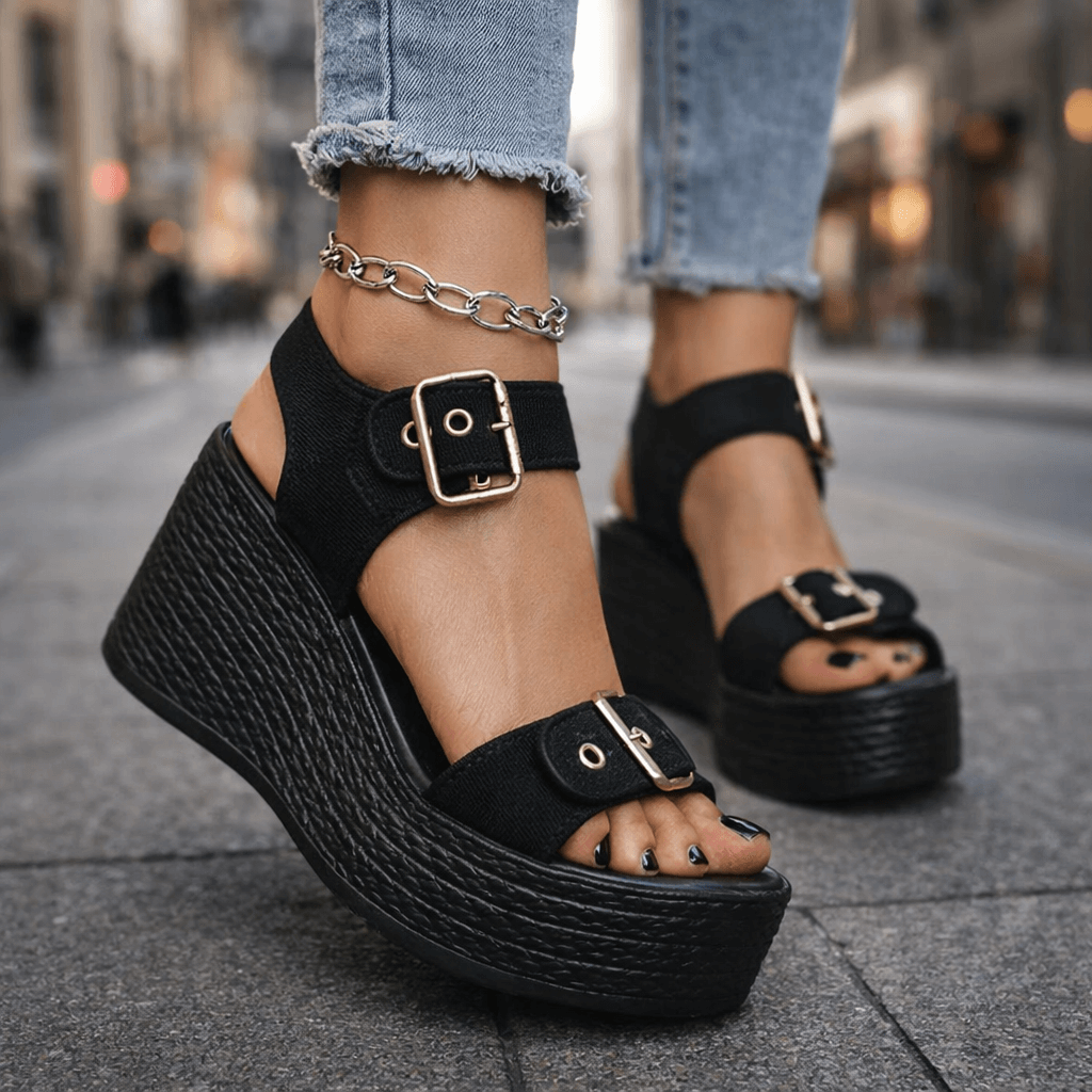 Namia | Buckle Platform Wedges