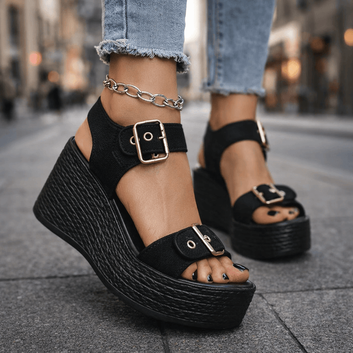 Namia | Buckle Platform Wedges