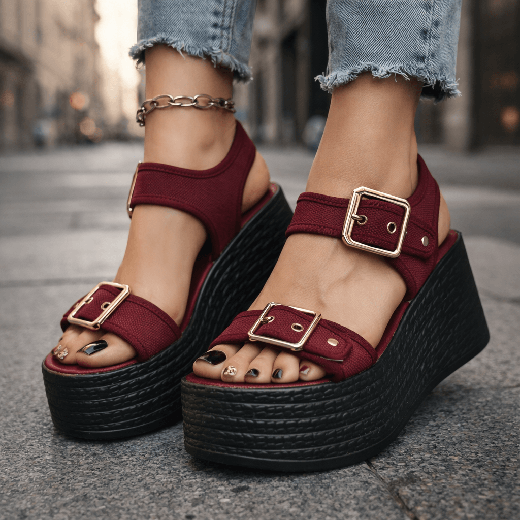Namia | Buckle Platform Wedges