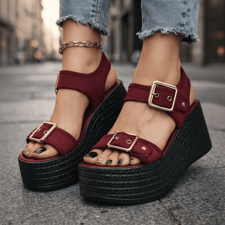 Namia | Buckle Platform Wedges