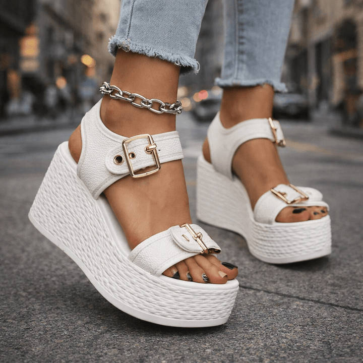 Namia | Buckle Platform Wedges
