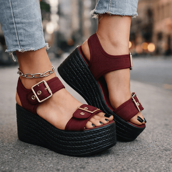 Namia | Buckle Platform Wedges