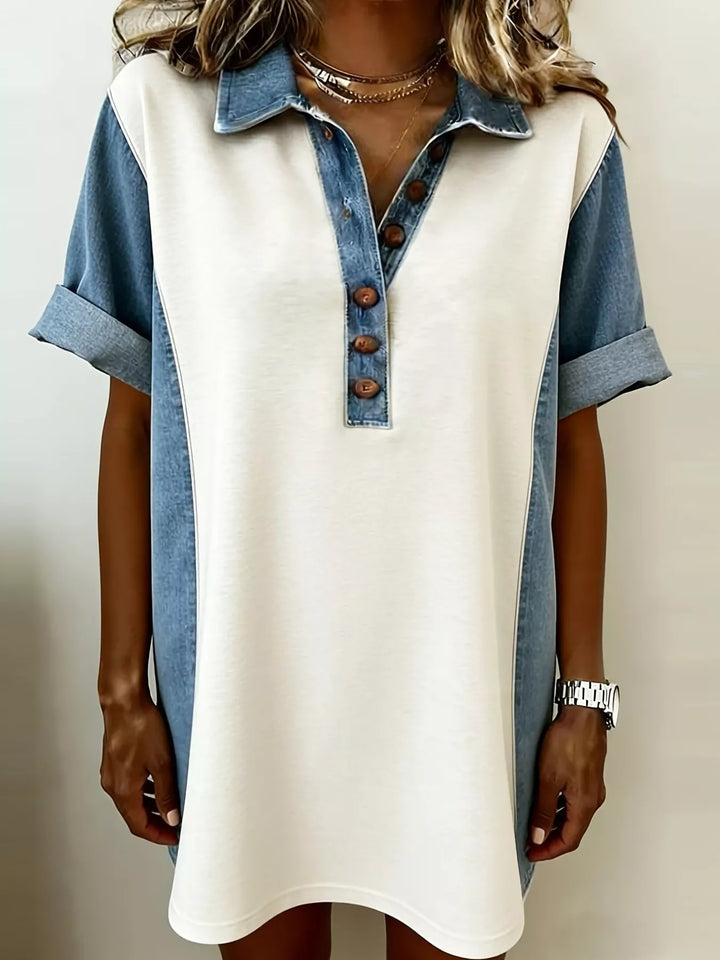 Emily | Denim Detail Mini Dress