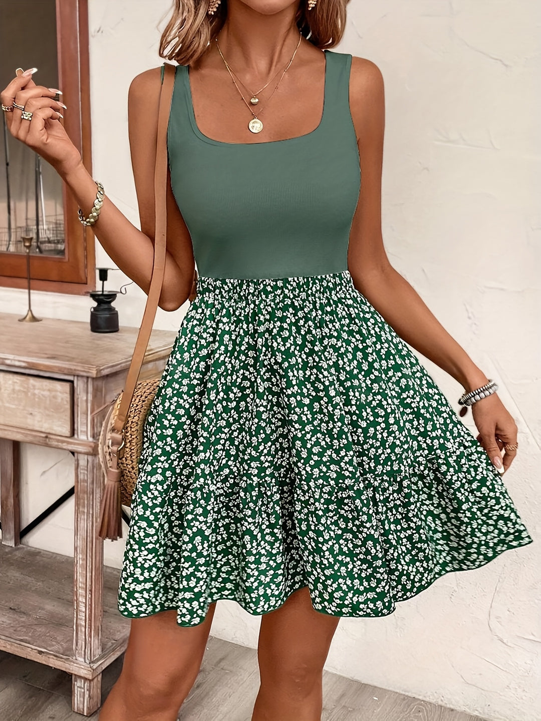 Norè | Smocked Print Mini Dress