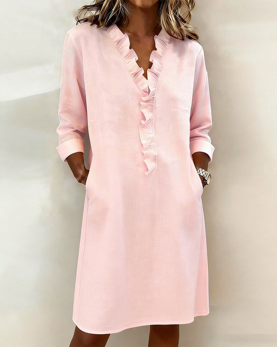Aléa | Ruffled V-Neck Dress