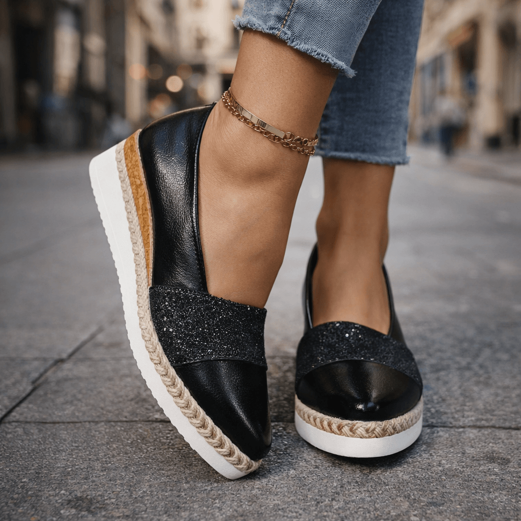 Lumé | Glitter Wedge Loafers