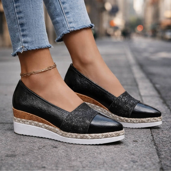 Lumé | Glitter Wedge Loafers